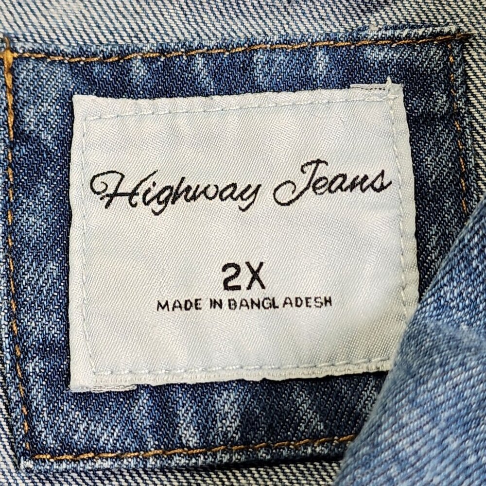Highway Jeans Womens Distressed Denim Jacket Dress 2X Long Sleeve Button-Up - Picture 3 of 9